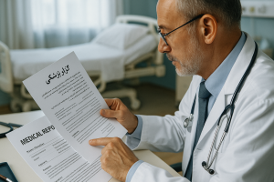Doctor reviewing translated Farsi medical documents in UAE - Farsi medical translation UAE